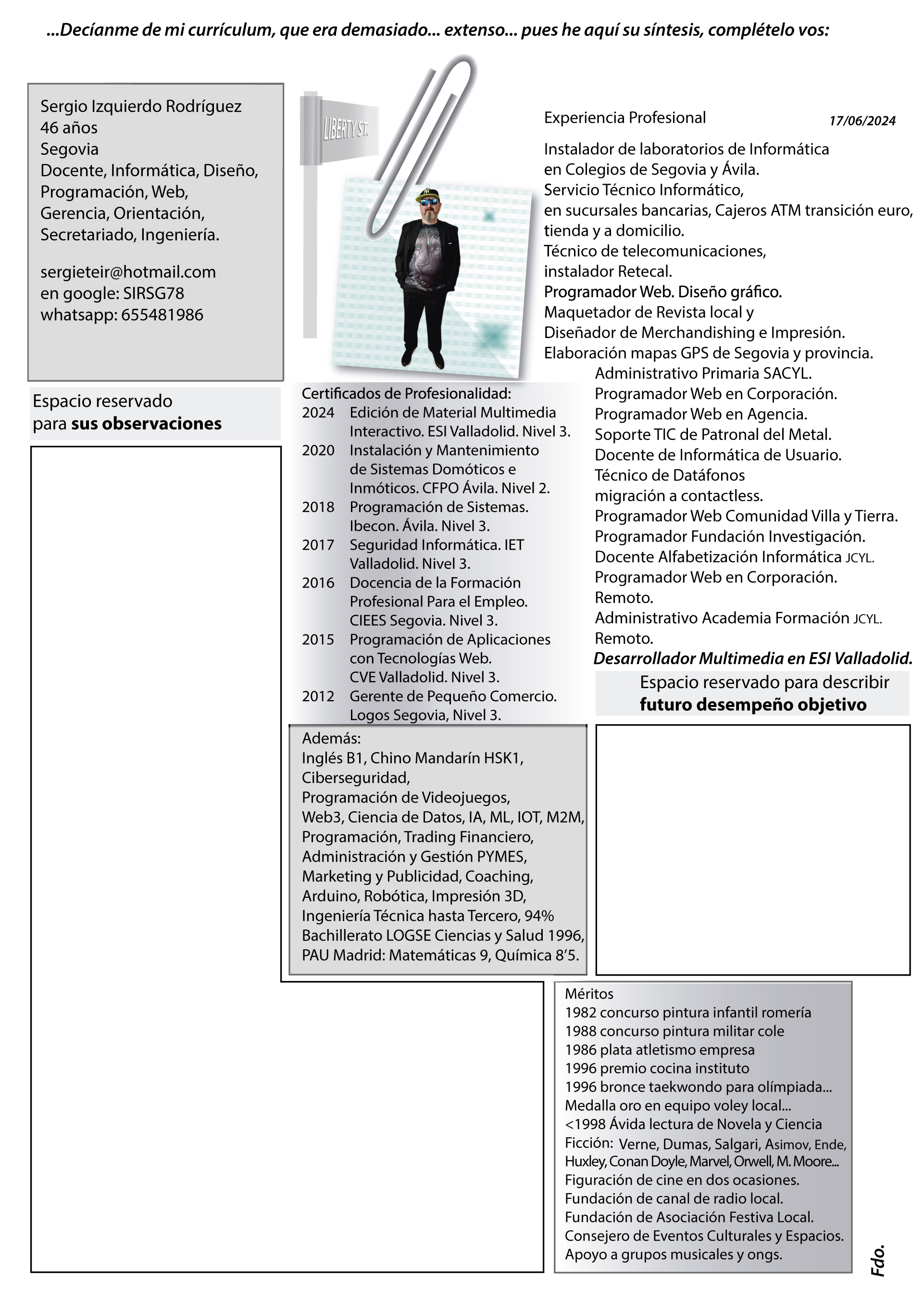 currículum Sergio Izquierdo Rodríguez junio 2024